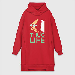 Женское худи-платье Zoidberg: Thug Life, цвет: красный
