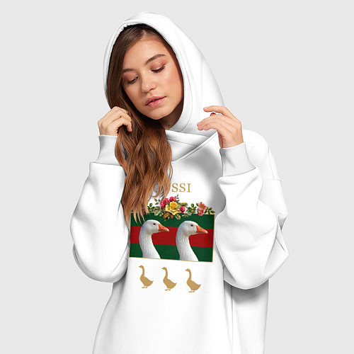 Женская толстовка-платье GUSSI: Flowers Style / Белый – фото 3