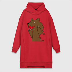 Женское худи-платье Медведь цензурный, цвет: красный
