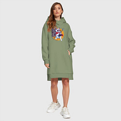 Женское худи-платье Кот Рокер, цвет: авокадо — фото 2