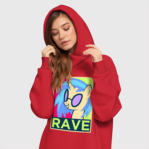 Женская толстовка-платье DJ Pon-3 RAVE / Красный – фото 3