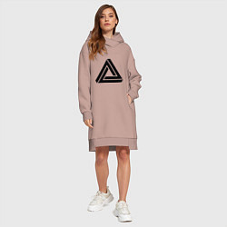 Женское худи-платье Triangle Visual Illusion, цвет: пыльно-розовый — фото 2