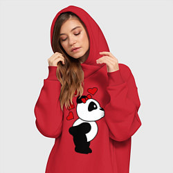 Женское худи-платье Поцелуй панды: для нее, цвет: красный — фото 2