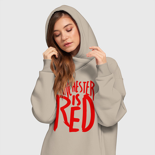 Женская толстовка-платье Manchester is Red / Миндальный – фото 3