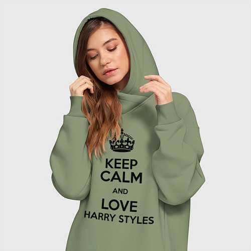 Женская толстовка-платье Keep Calm & Love Harry Styles / Авокадо – фото 3