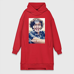 Женское худи-платье Keep Calm & Love Harry Styles, цвет: красный