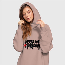 Женское худи-платье Bring me the horizon, цвет: пыльно-розовый — фото 2