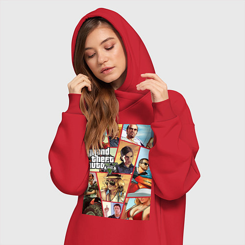 Женская толстовка-платье GTA 5: Stories / Красный – фото 3