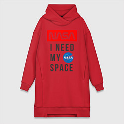 Женское худи-платье Nasa i need my space, цвет: красный