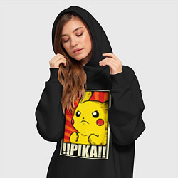 Женское худи-платье Pikachu: Pika Pika, цвет: черный — фото 2