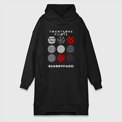 Женское худи-платье TOP: Blurryface, цвет: черный