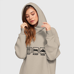 Женское худи-платье Eat Sleep Ride, цвет: миндальный — фото 2