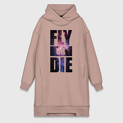 Женское худи-платье Fly or Die: Space, цвет: пыльно-розовый