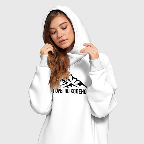 Женская толстовка-платье Горы по колено / Белый – фото 3