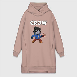 Женское худи-платье BRAWL STARS CROW, цвет: пыльно-розовый