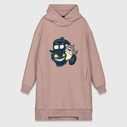 Женское худи-платье Tardis Totoro, цвет: пыльно-розовый
