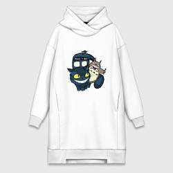 Женское худи-платье Tardis Totoro, цвет: белый