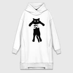 Женская толстовка-платье Черный кот в руках