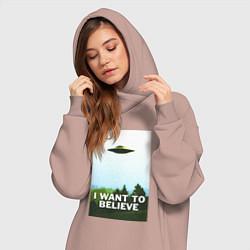 Женское худи-платье I WANT TO BELIEVE, цвет: пыльно-розовый — фото 2