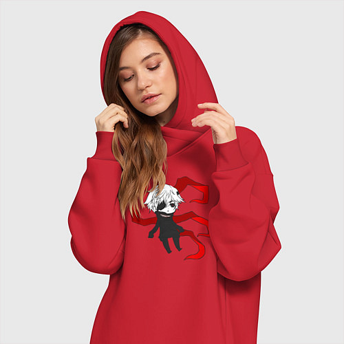 Женская толстовка-платье Токийский гуль / Красный – фото 3