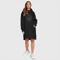 Женское худи-платье Кот индеец, цвет: черный — фото 2