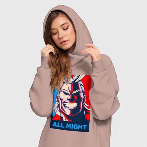 Женская толстовка-платье MY HERO ACADEMIA All might / Пыльно-розовый – фото 3