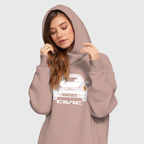 Женская толстовка-платье Honda Civic EP 7gen / Пыльно-розовый – фото 3