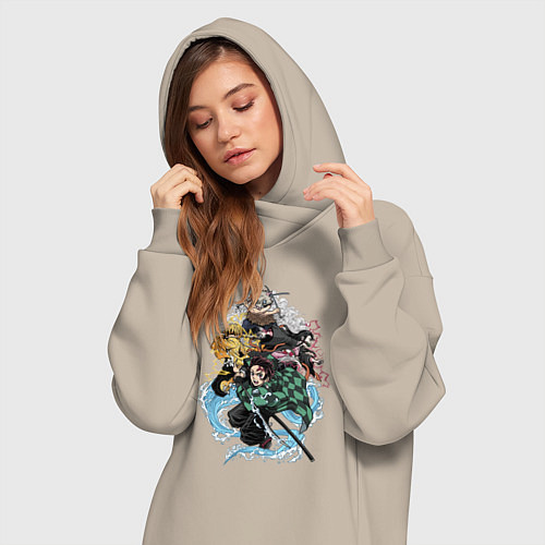 Женская толстовка-платье KIMETSU NO YAIBA / Миндальный – фото 3