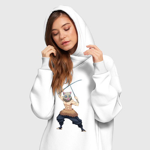 Женская толстовка-платье KIMETSU NO YAIBA / Белый – фото 3