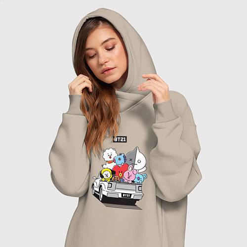 Женская толстовка-платье BT21 / Миндальный – фото 3