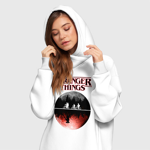 Женская толстовка-платье Очень странные дела / Белый – фото 3