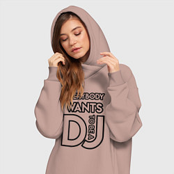 Женское худи-платье Everybody Wants to be a Dj, цвет: пыльно-розовый — фото 2