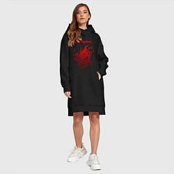 Женское худи-платье CYBERPUNK 2077, цвет: черный — фото 2