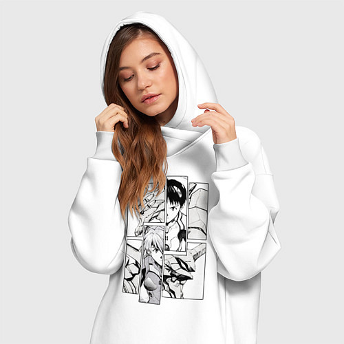 Женская толстовка-платье Аска и Синдзи, Евангелион / Белый – фото 3