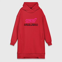 Женское худи-платье SUBARU STI Z, цвет: красный