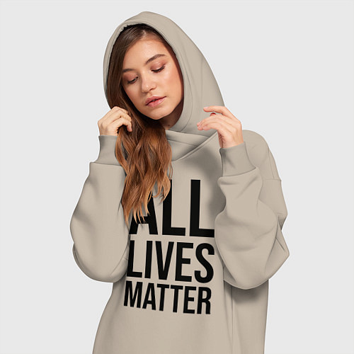 Женская толстовка-платье ALL LIVES MATTER / Миндальный – фото 3