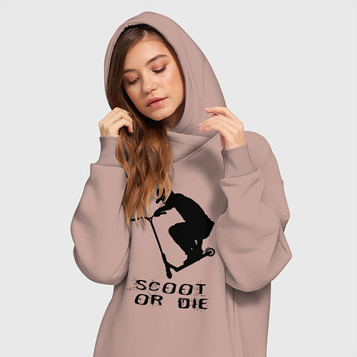 Женская толстовка-платье Самокат фристайл трюк экстрим / Пыльно-розовый – фото 3