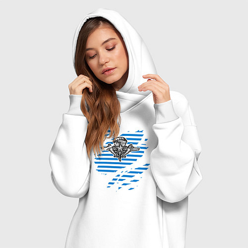 Женская толстовка-платье Рваная тельняшка / Белый – фото 3