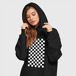 Женское худи-платье Шахматный пол, цвет: черный — фото 2