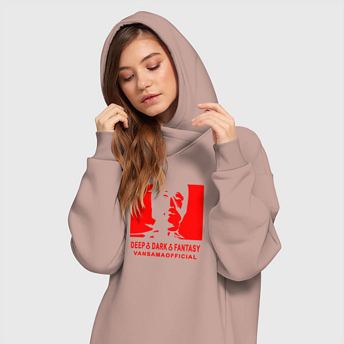 Женская толстовка-платье VANSAMA OFFICIAL Red / Пыльно-розовый – фото 3
