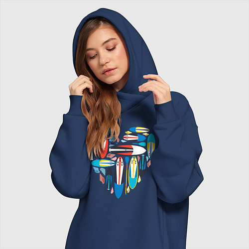 Женская толстовка-платье Sup serfing love / Тёмно-синий – фото 3