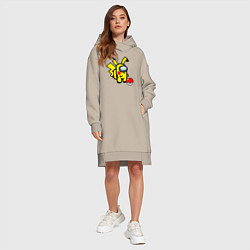 Женское худи-платье Among us Pikachu and Pokeball, цвет: миндальный — фото 2