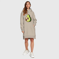 Женское худи-платье Мопс-авокадо, цвет: миндальный — фото 2