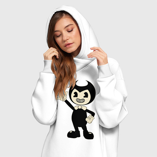 Женская толстовка-платье Bendy And The Ink Machine / Белый – фото 3