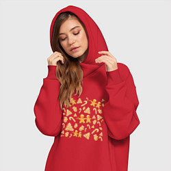 Женское худи-платье Имбирные пряники, цвет: красный — фото 2