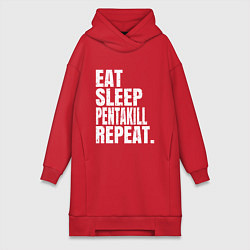 Женское худи-платье EAT SLEEP PENTAKILL REPEAT, цвет: красный