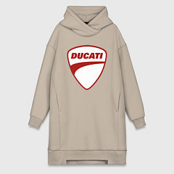 Женское худи-платье Ducati Logo Дукати Лого Z, цвет: миндальный