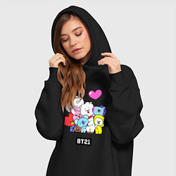 Женское худи-платье BT21, цвет: черный — фото 2