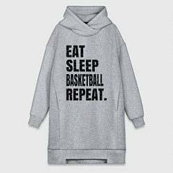 Женское худи-платье EAT SLEEP BASKETBALL REPEAT, цвет: меланж