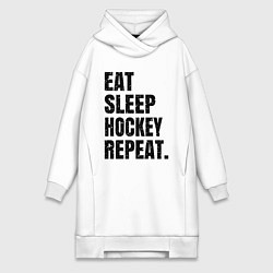 Женское худи-платье EAT SLEEP HOCKEY REPEAT, цвет: белый